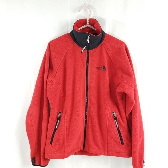 The North Face Red Fleece Zip Jacket - Picture 1 of 7